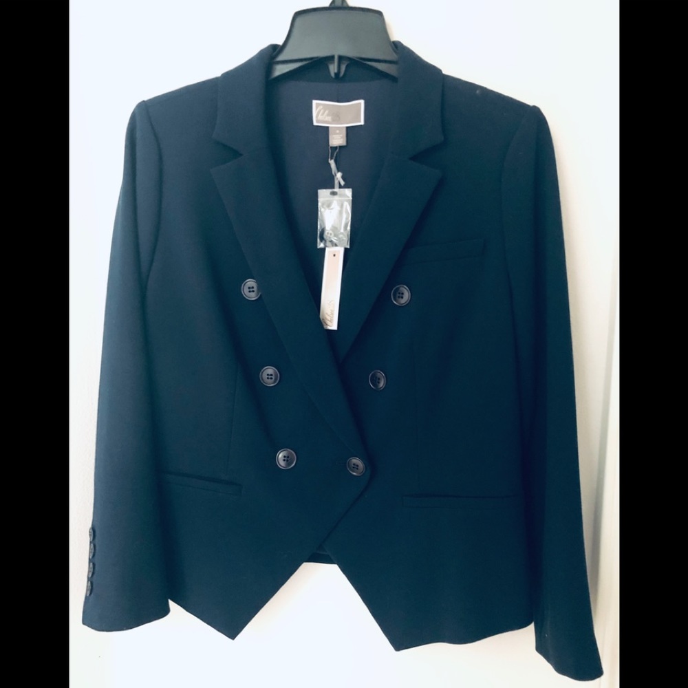 Navy one button blazer.